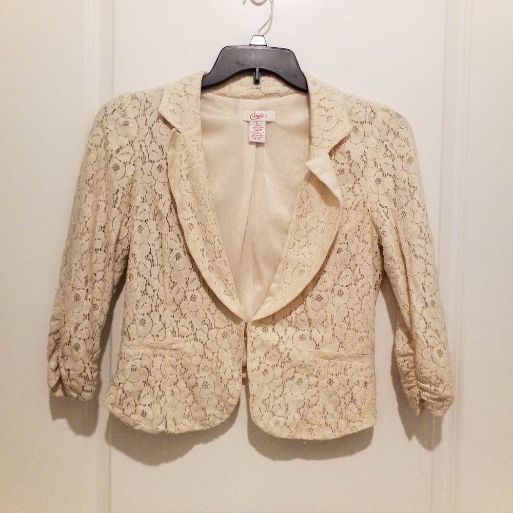 Candie's White Lace Jacket, Size L